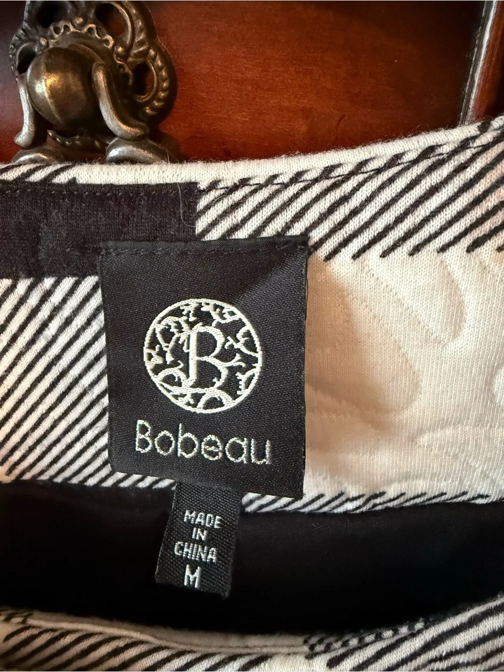 Bobeau Black & White Striped Quilted Short Jacket Size Med